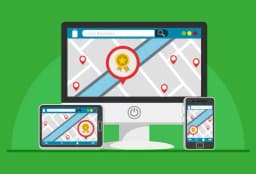 Local SEO visualization showing map interface across devices